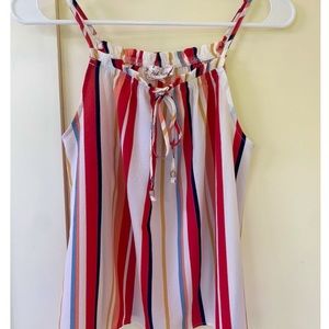 Multicolored Striped Tank Top - Pink Rose